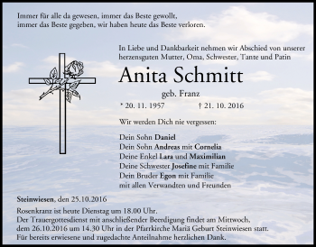 Anzeige von Anita Schmitt von MGO