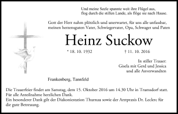 Anzeige von Heinz Suckow von MGO