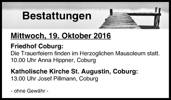 Anzeige von Bestattungen vom 19.10.2016 von MGO