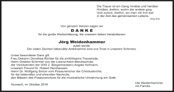 Anzeige von Jörg Weidenhammer von MGO