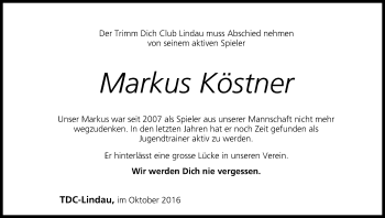 Anzeige von Markus Köstner von MGO