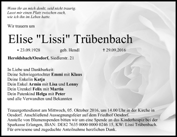 Anzeige von Elise Trübenbach von MGO