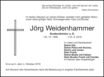 Anzeige von Jörg Weidenhammer von MGO