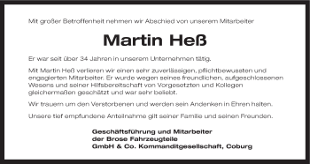 Anzeige von Martin Heß von MGO