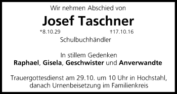 Anzeige von Josef Taschner von MGO