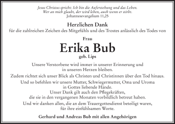 Anzeige von Erika Bub von MGO