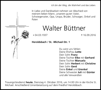 Anzeige von Walter Büttner von MGO