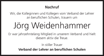 Anzeige von Jörg Weidenhammer von MGO