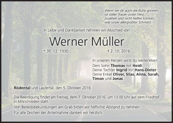 Anzeige von Werner Müller von MGO