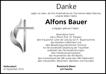 Anzeige von Alfons Bauer von MGO