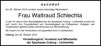 Anzeige von Waltraud Schlechta von MGO