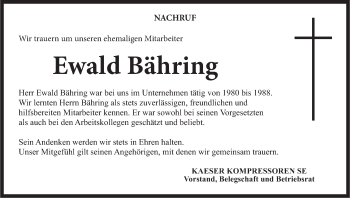 Anzeige von Ewald Bähring von MGO