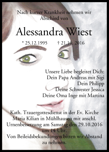 Anzeige von Alessandra Wiest von MGO