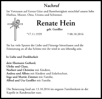Anzeige von Renate Hein von MGO