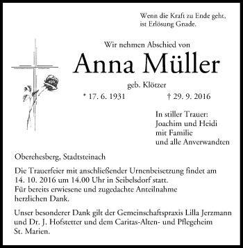 Anzeige von Anna Müller von MGO