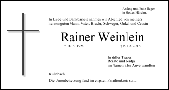 Anzeige von Rainer Weinlein von MGO