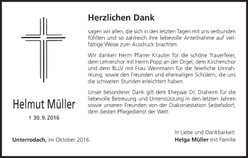 Anzeige von Helmut Müller von MGO