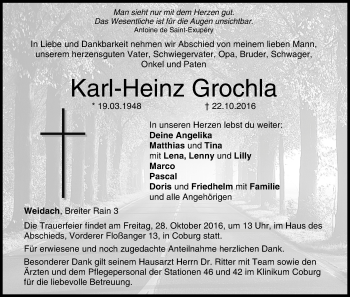 Anzeige von Karl-Heinz Grochla von MGO