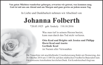 Anzeige von Johanna Folberth von MGO