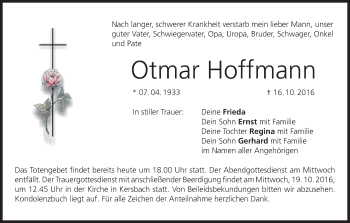 Anzeige von Otmar Hoffmann von MGO