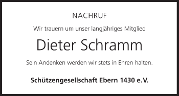 Anzeige von Dieter Schramm von MGO