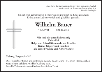 Anzeige von Wilhelm Bauer von MGO