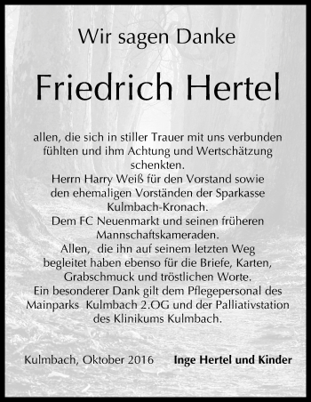 Anzeige von Friedrich Hertel von MGO