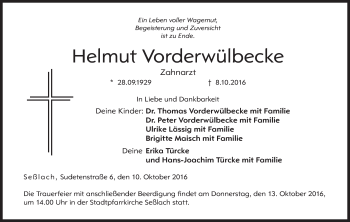 Anzeige von Helmut Vorderwülbecke von MGO