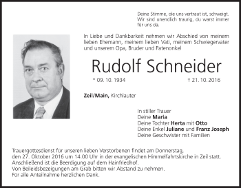 Anzeige von Rudolf Schneider von MGO