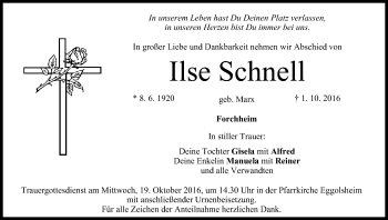 Anzeige von Ilse Schnell von MGO