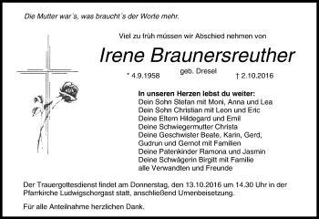 Anzeige von Irene Braunersreuther von MGO