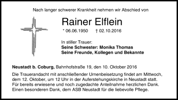 Anzeige von Rainer Elflein von MGO