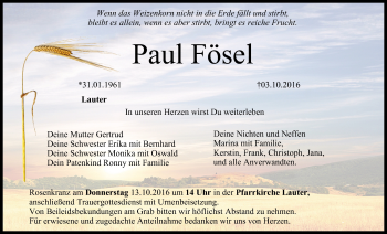 Anzeige von Paul Fösel von MGO