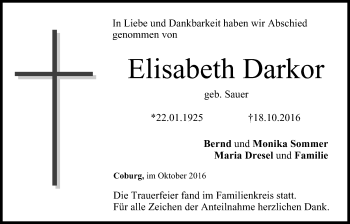 Anzeige von Elisabeth Darkor von MGO