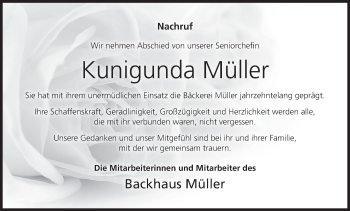 Anzeige von Kunigunda Müller von MGO