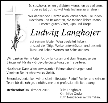 Anzeige von Ludwig Langhojer von MGO