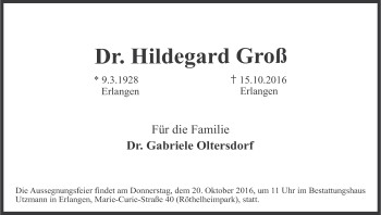 Anzeige von Hildegard Groß von MGO