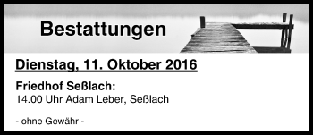 Anzeige von Bestattungen vom 11.10.2016 von MGO