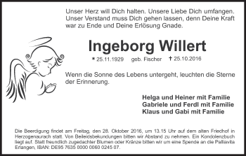 Anzeige von Ingeborg Willert von MGO