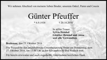 Anzeige von Günter Pfeuffer von MGO