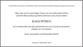 Anzeige von Klaus Petrich von MGO
