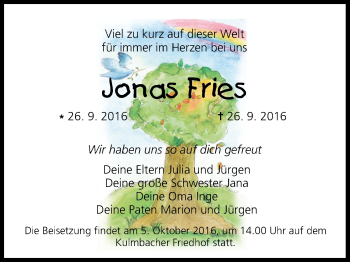 Anzeige von Jonas Fries von MGO