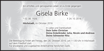 Anzeige von Gisela Birke von MGO
