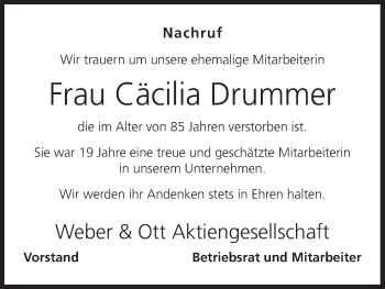 Anzeige von Cäcilia Drummer von MGO