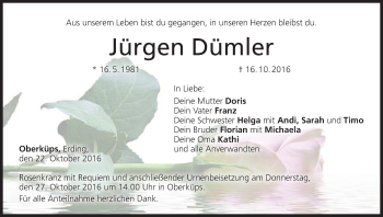 Anzeige von Jürgen Dümler von MGO
