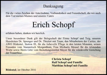 Anzeige von Erich Schopf von MGO