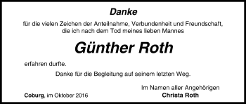 Anzeige von Günther Roth von MGO