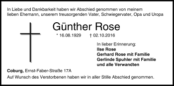 Anzeige von Günther Rose von MGO