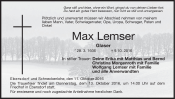 Anzeige von Max Lemser von MGO