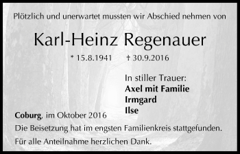 Anzeige von Karl-Heinz Regenauer von MGO